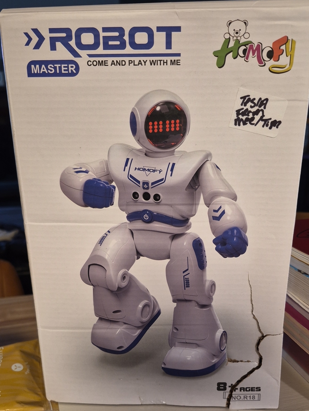 Blue and White Interactive Robot Toy for Kids